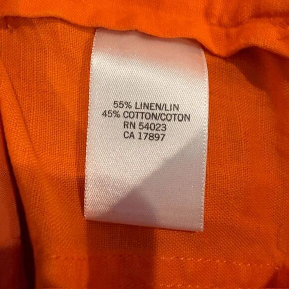 Banana Republic Rio Linen Blend Shorts Bright Mandarin Orange Size 0 - Picture 7 of 14